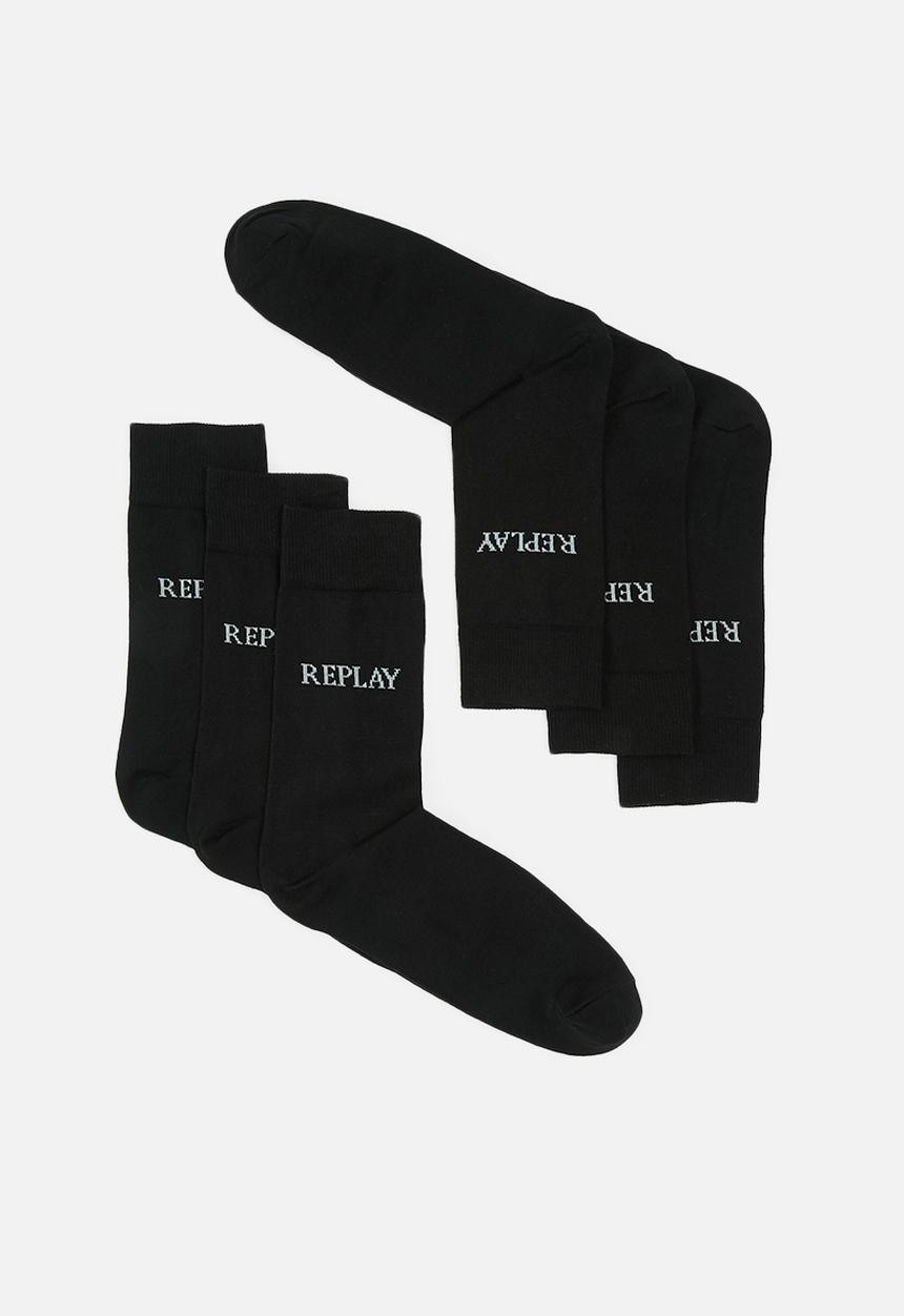 Replay - Replay casual leg logo 3 pairrs banderole - black