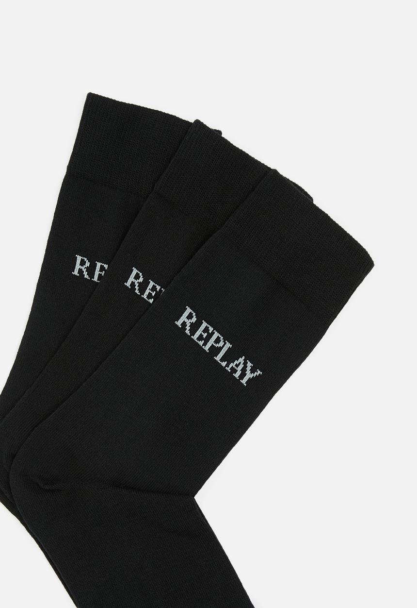 Replay - Replay casual leg logo 3 pairrs banderole - black