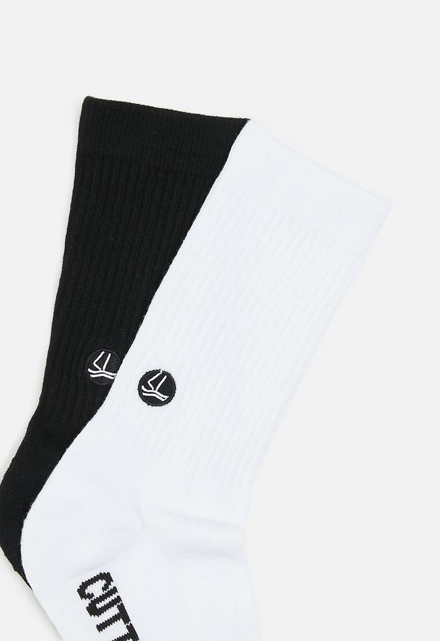 Cutty - 2 Pack Ryker mid tube socks - white & black 