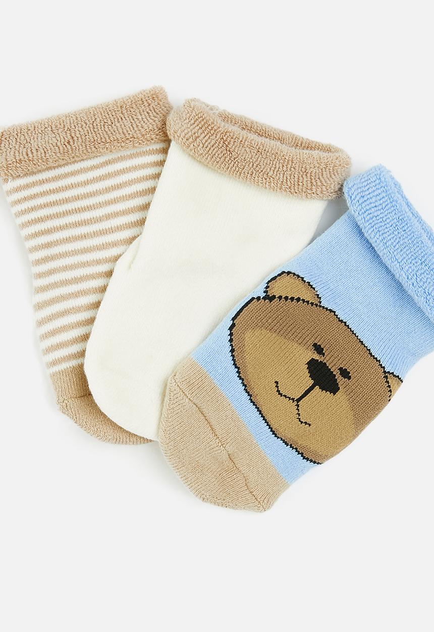 Pop Candy - 3 Pack bear silicone socks - brown & blue 