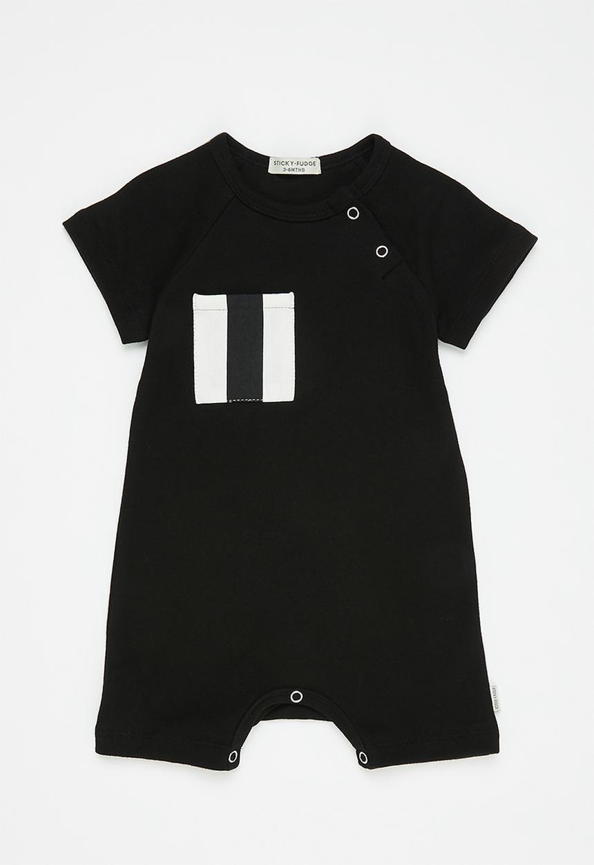 Sticky Fudge - Babygrow with stripe - black