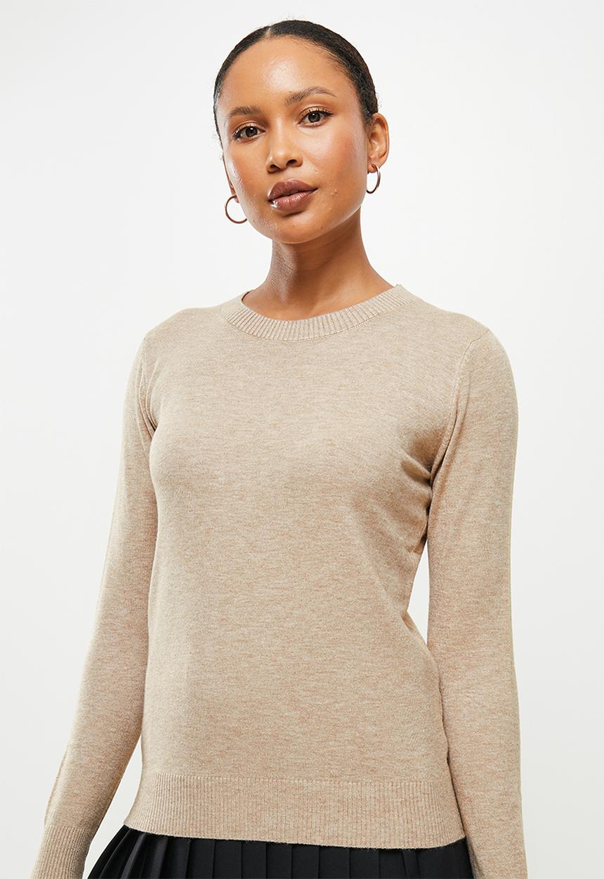 dailyfriday - Slim fit crew neck knit - stone