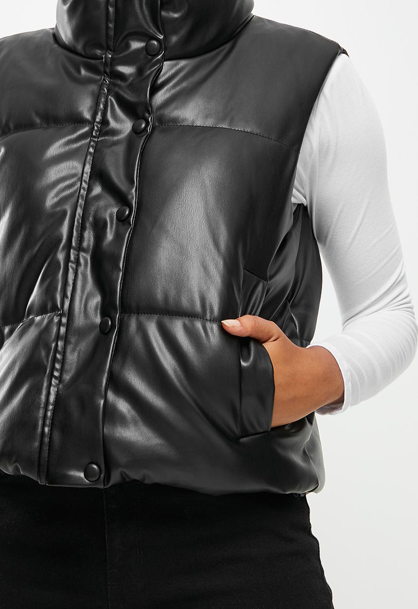 dailyfriday - Pu gilet puffer - black