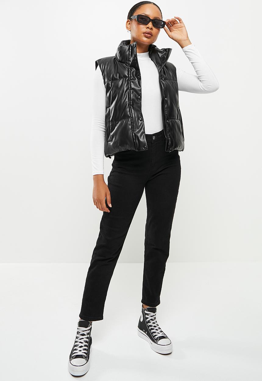 dailyfriday - Pu gilet puffer - black