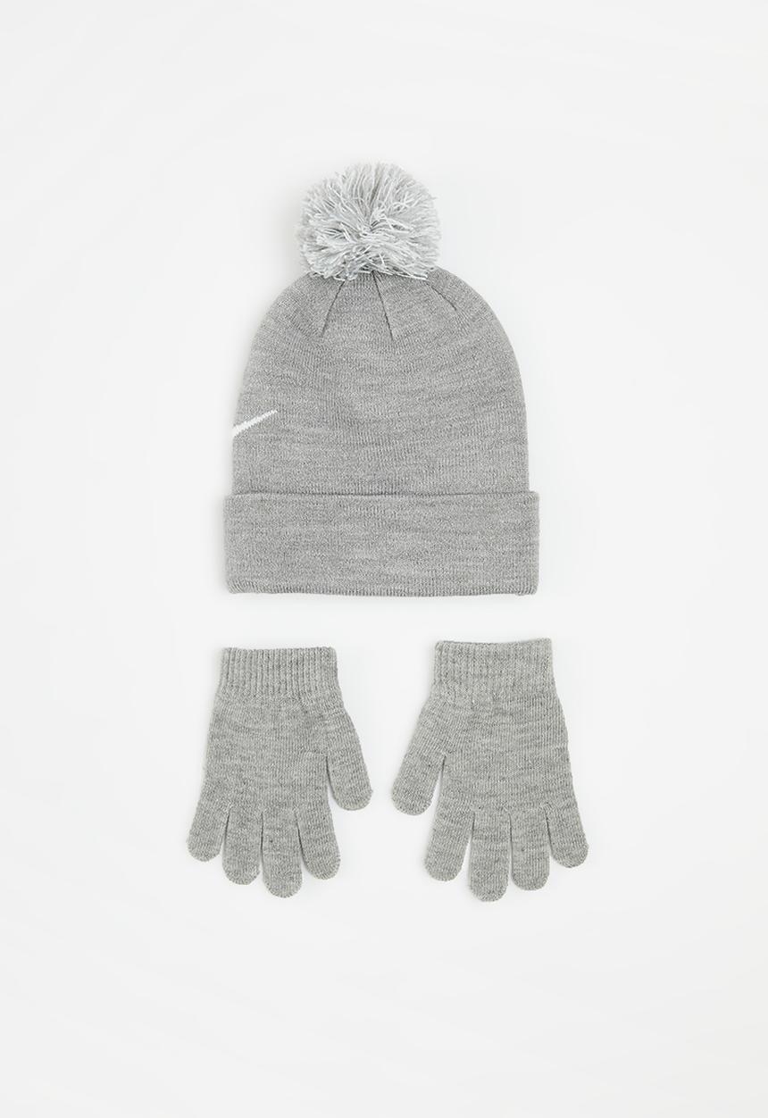 Nike - Nan swoosh pom beanie glv set - grey