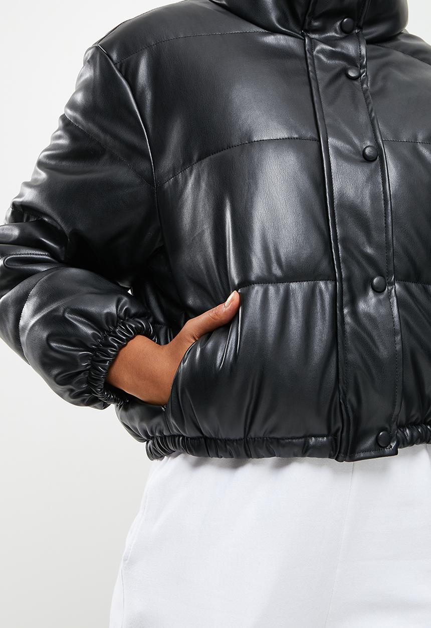 dailyfriday - Pu puffer jacket - black