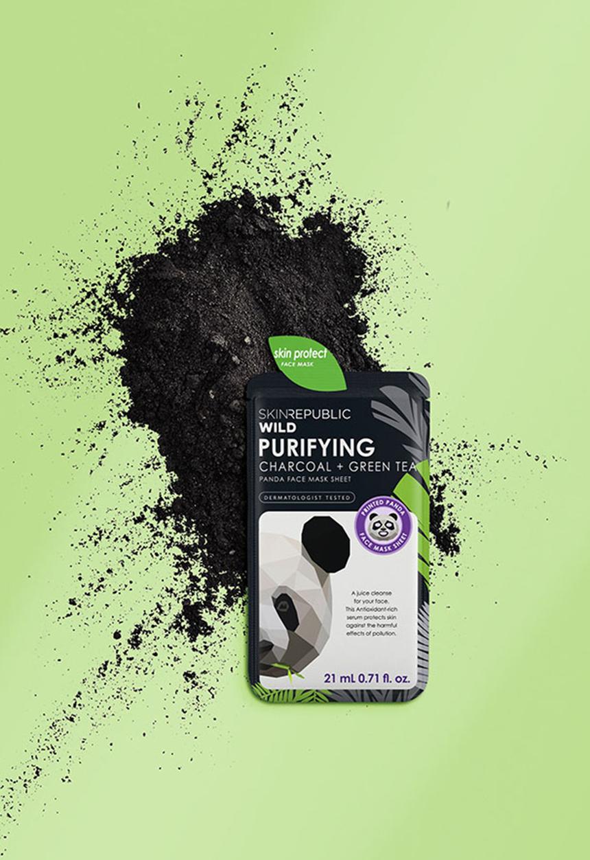 Skin Republic - Purifying Charcoal + Green Tea Panda Face Mask Sheet