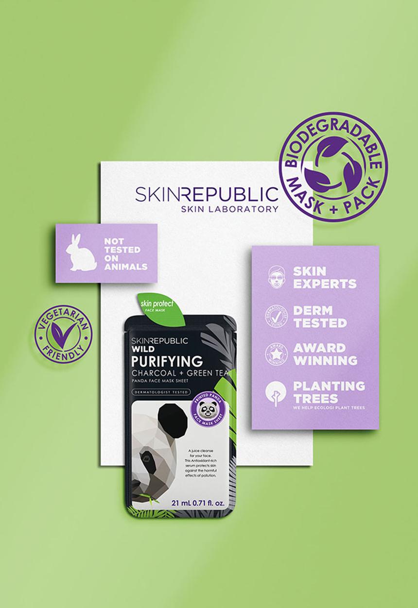Skin Republic - Purifying Charcoal + Green Tea Panda Face Mask Sheet