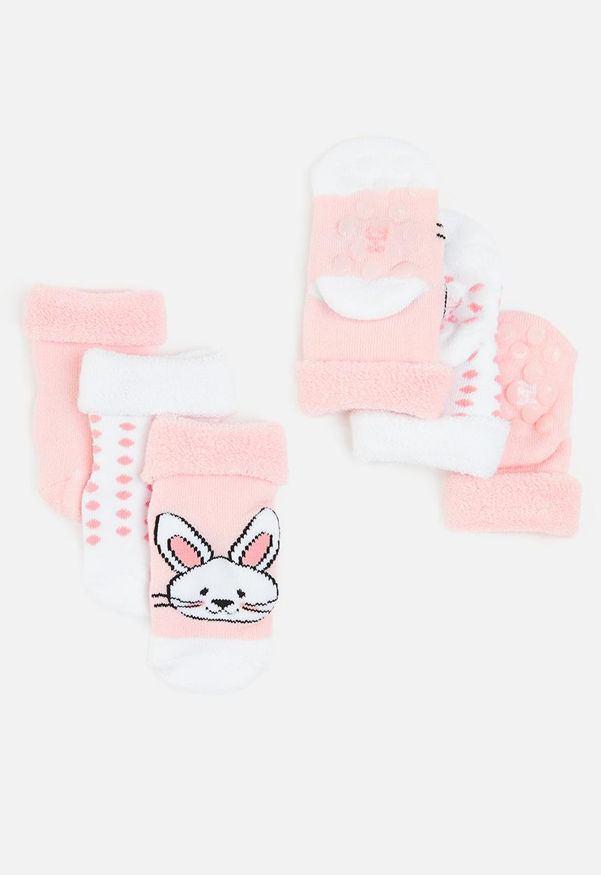Pop Candy - 3 Pack bunny silicone socks - pink & white 