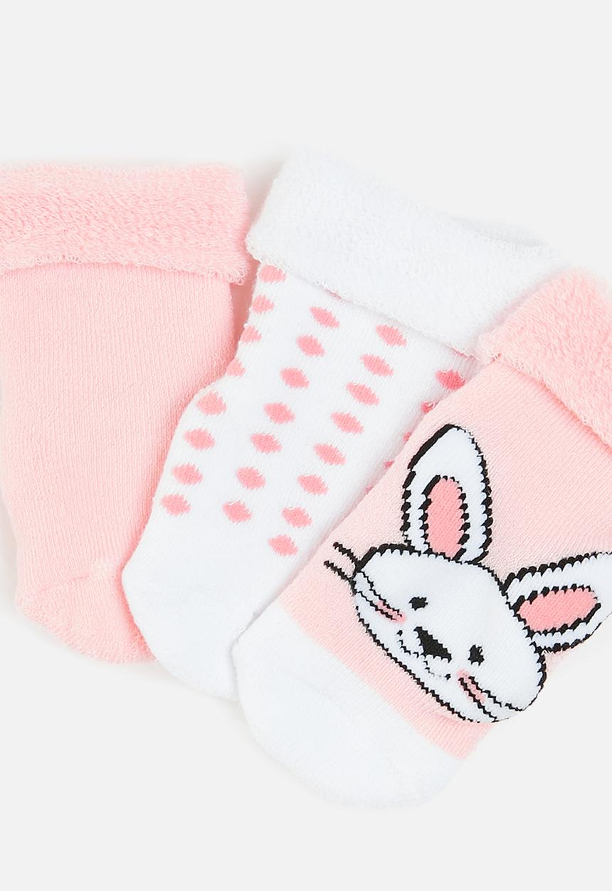 Pop Candy - 3 Pack bunny silicone socks - pink & white 