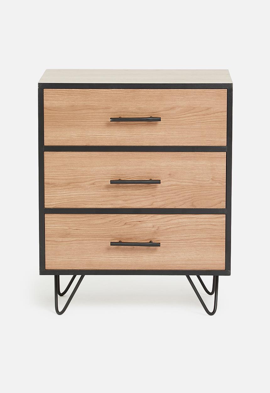 Sixth Floor - Penn 3 drawer - black & natural