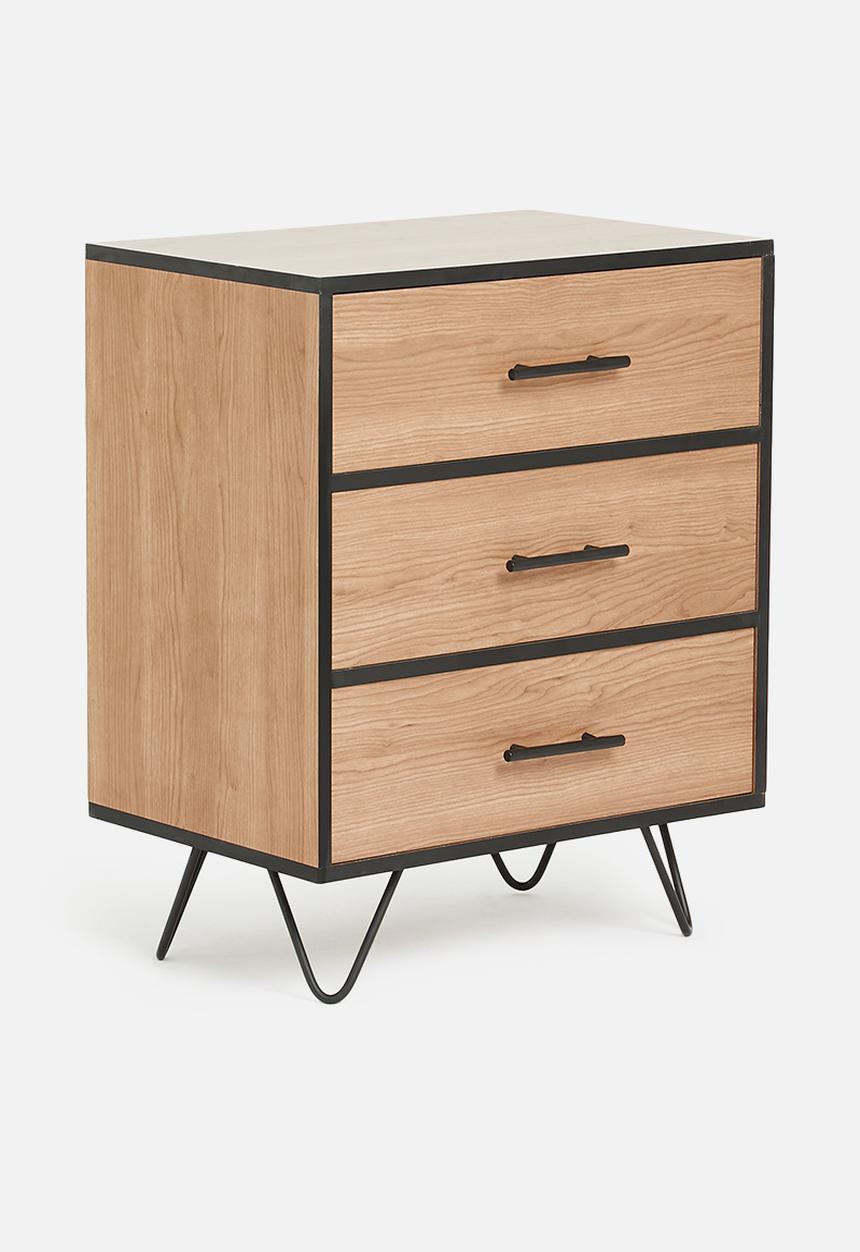 Sixth Floor - Penn 3 drawer - black & natural