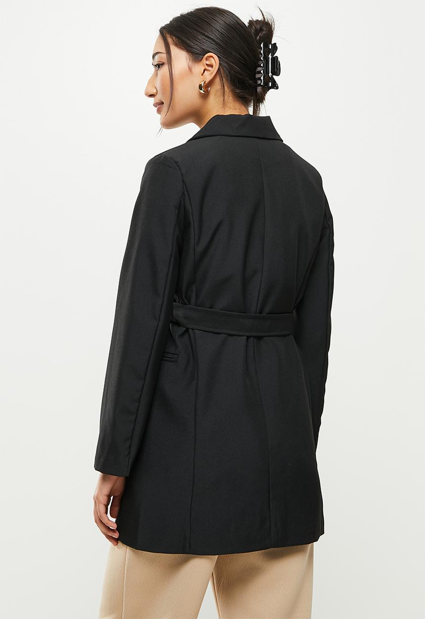 dailyfriday - Belted longline blazer - black