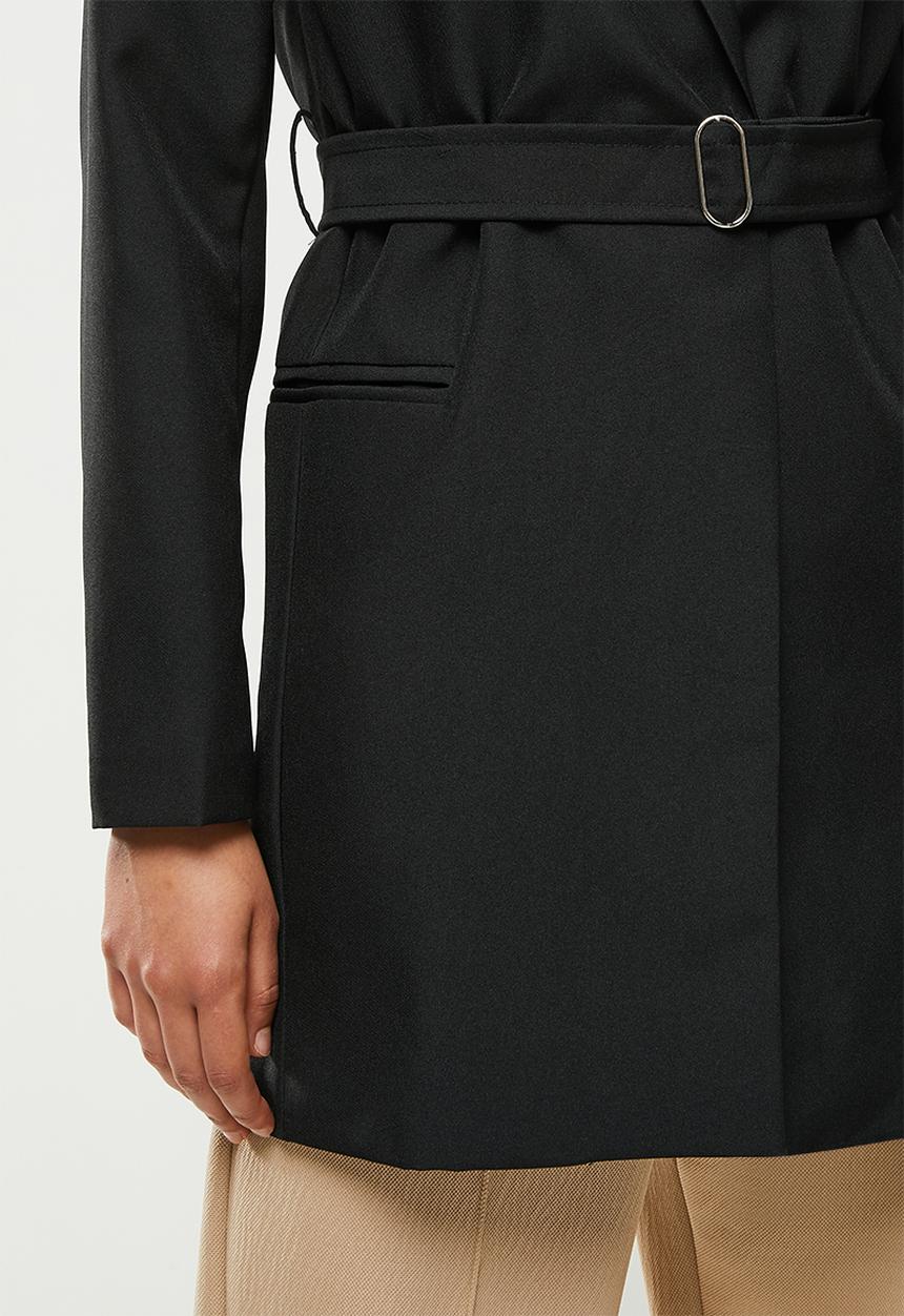 dailyfriday - Belted longline blazer - black