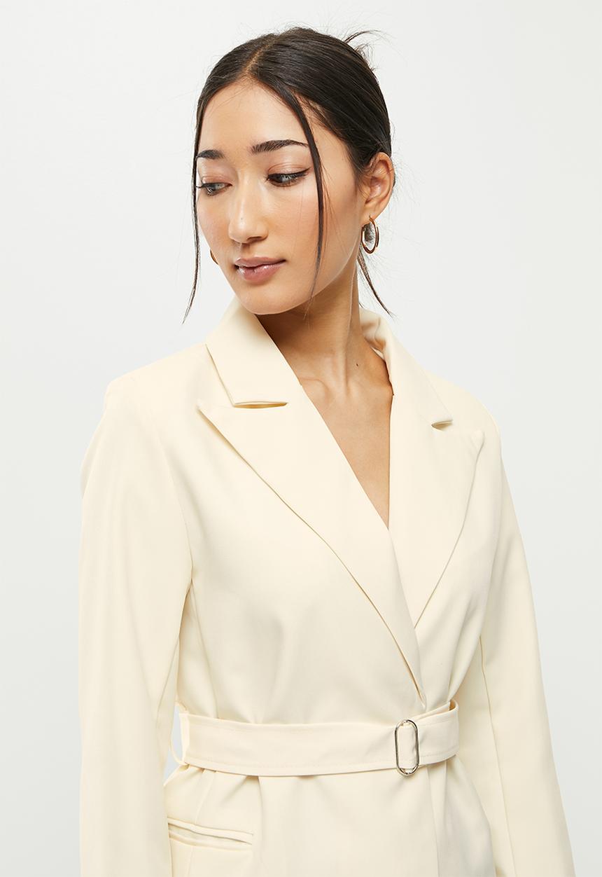 dailyfriday - Belted longline blazer - off white
