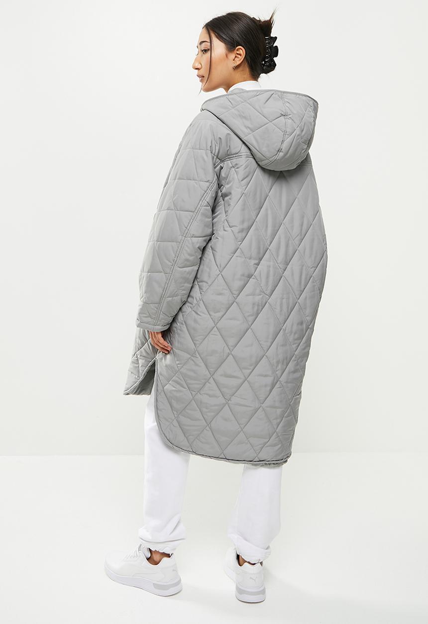 dailyfriday - Quilted midi shacket - light grey