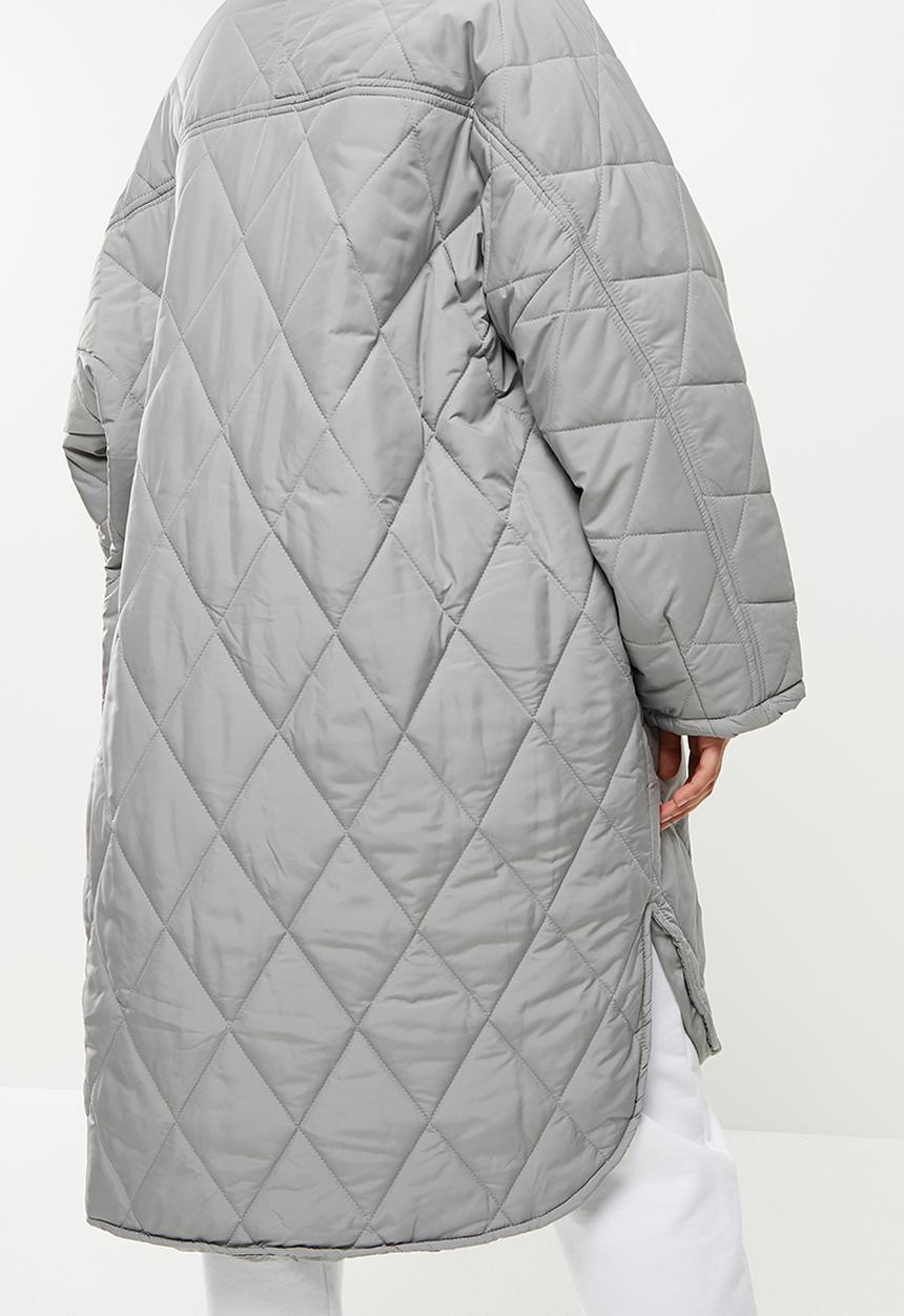 dailyfriday - Quilted midi shacket - light grey