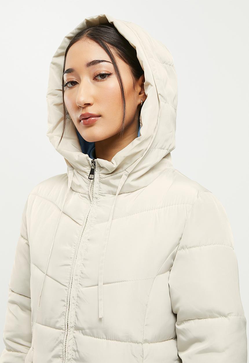 dailyfriday - Faux fur hooded puffer - off white