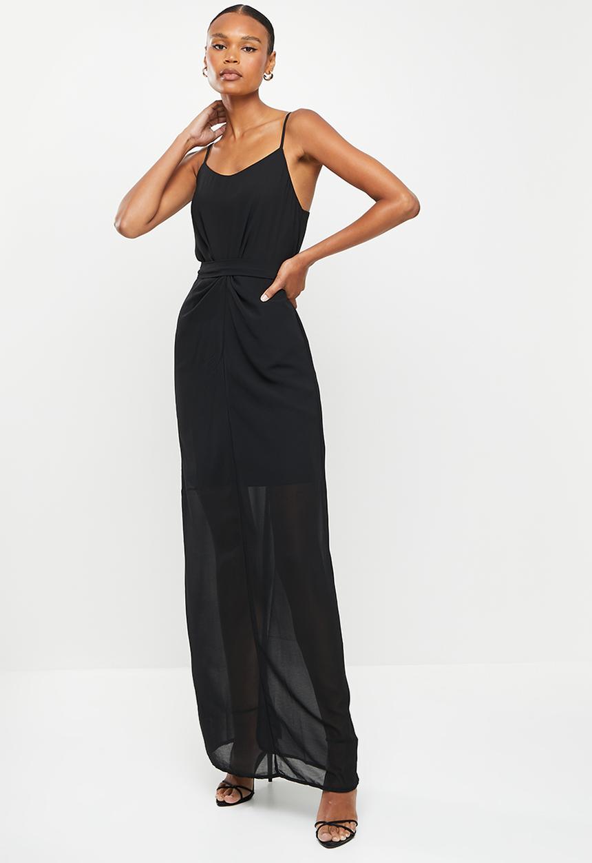 Missguided - Strappy tie waist maxi dress  - black