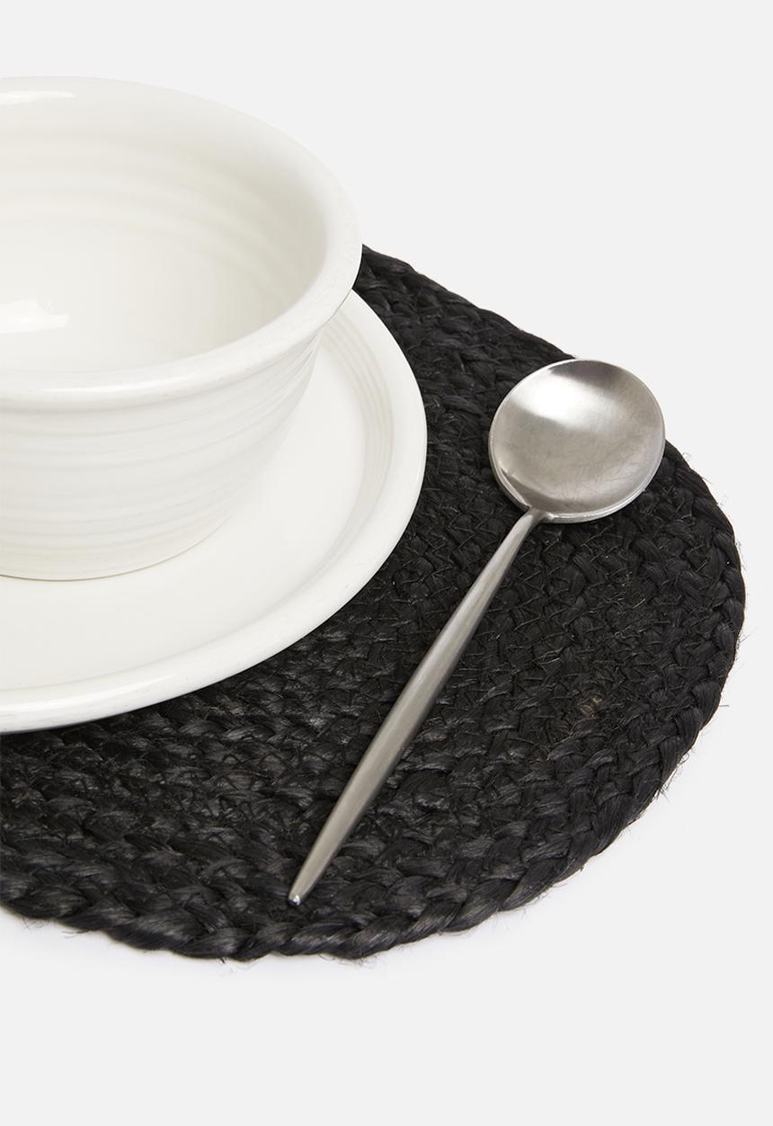 Sixth Floor - Hava oval woven placemat set of 4-jute - black