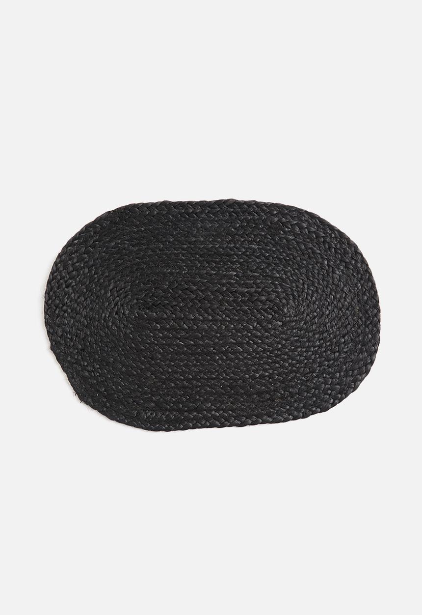 Sixth Floor - Hava oval woven placemat set of 4-jute - black
