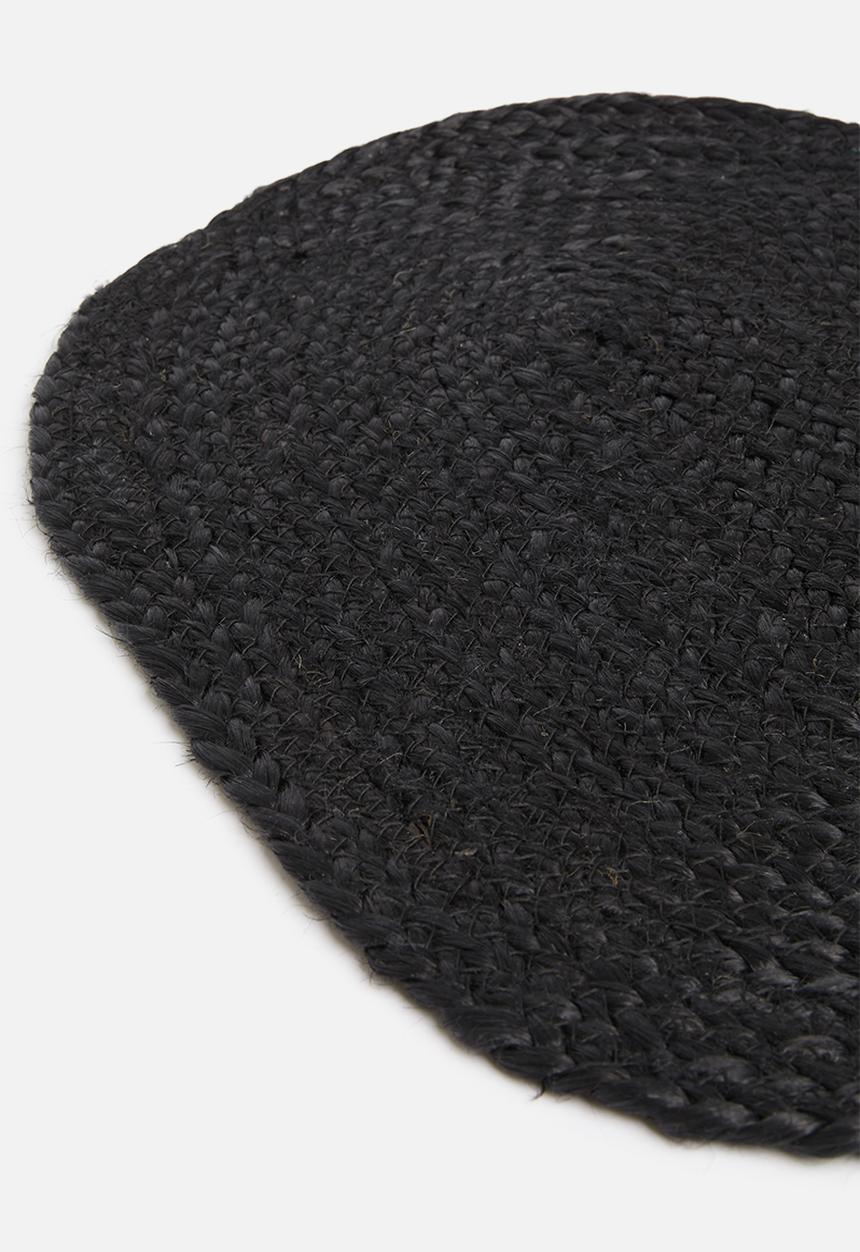 Sixth Floor - Hava oval woven placemat set of 4-jute - black