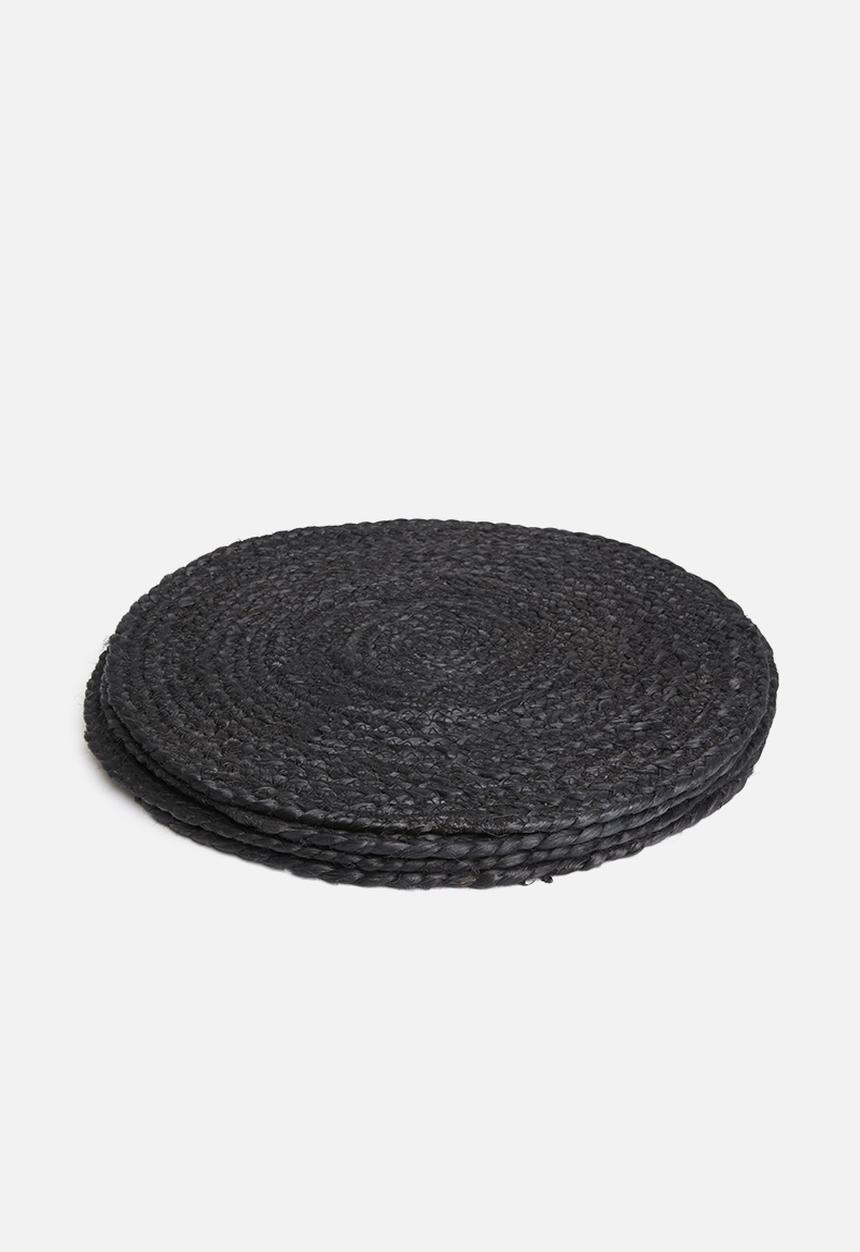 Sixth Floor - Hava round placemat set of 4-jute - black