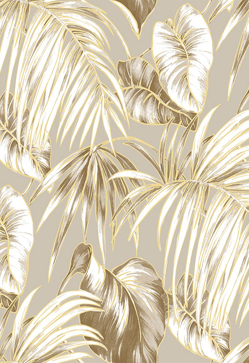 Sixth Floor - Muted fronds printed wallpaper - brown