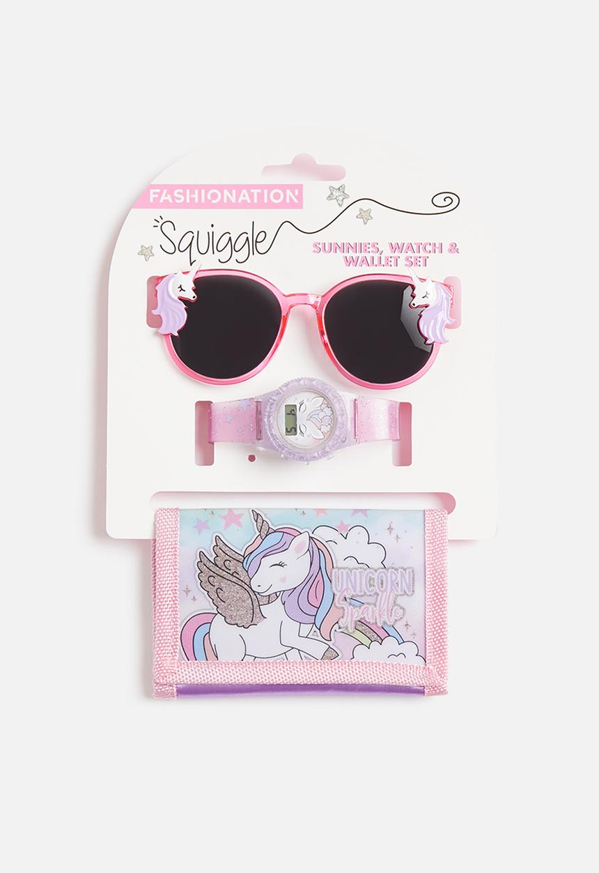 Character Group - Unicorn watch, sunnies and wallet set - pink & purple