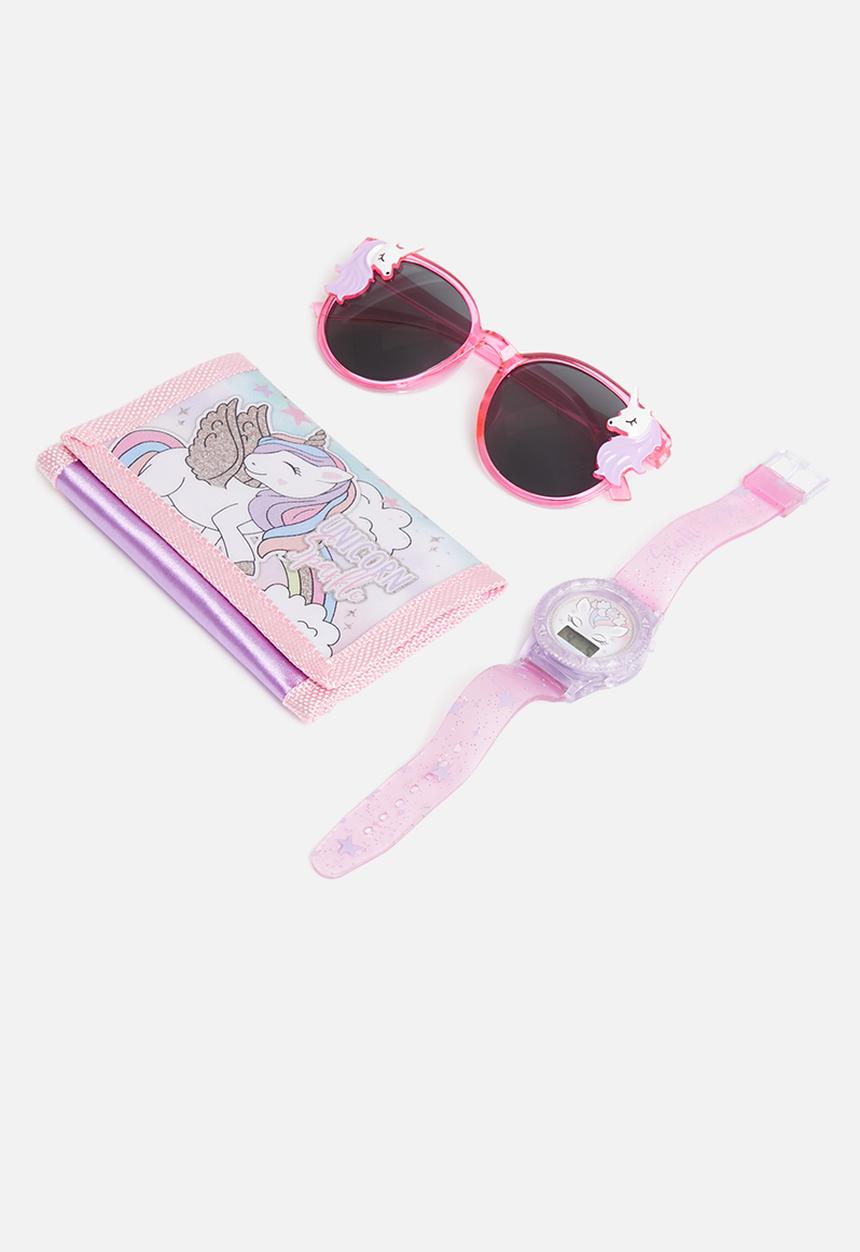 Character Group - Unicorn watch, sunnies and wallet set - pink & purple