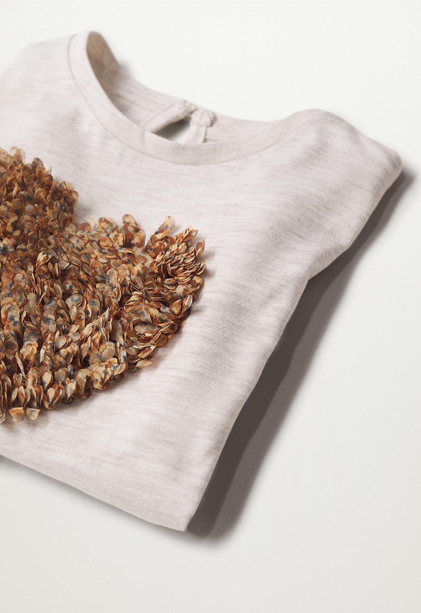 MANGO - T-shirt corazon - beige