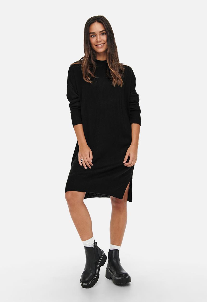 Jacqueline de Yong - Olla long sleeve high neck knit dress - black