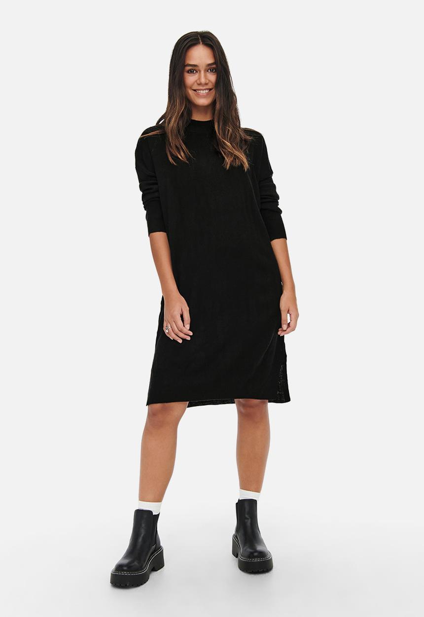 Jacqueline de Yong - Olla long sleeve high neck knit dress - black