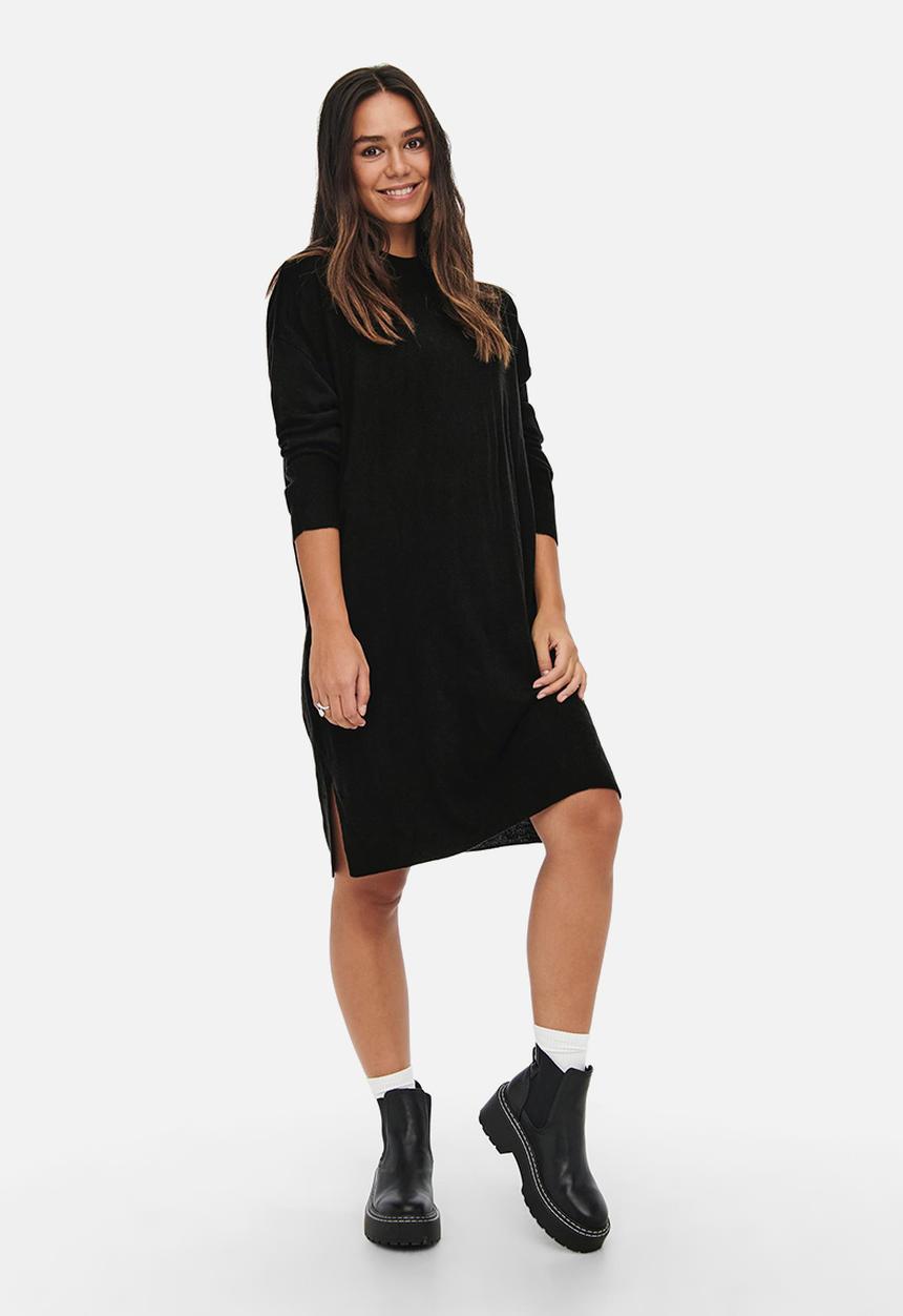 Jacqueline de Yong - Olla long sleeve high neck knit dress - black