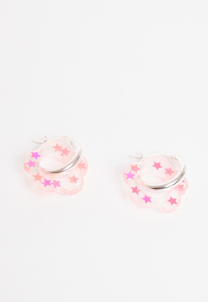 Pina Jewels - Star confetti hoops - pink