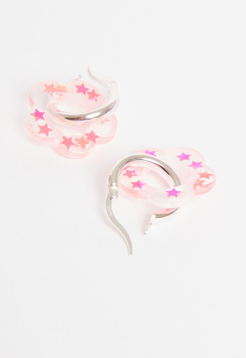 Pina Jewels - Star confetti hoops - pink