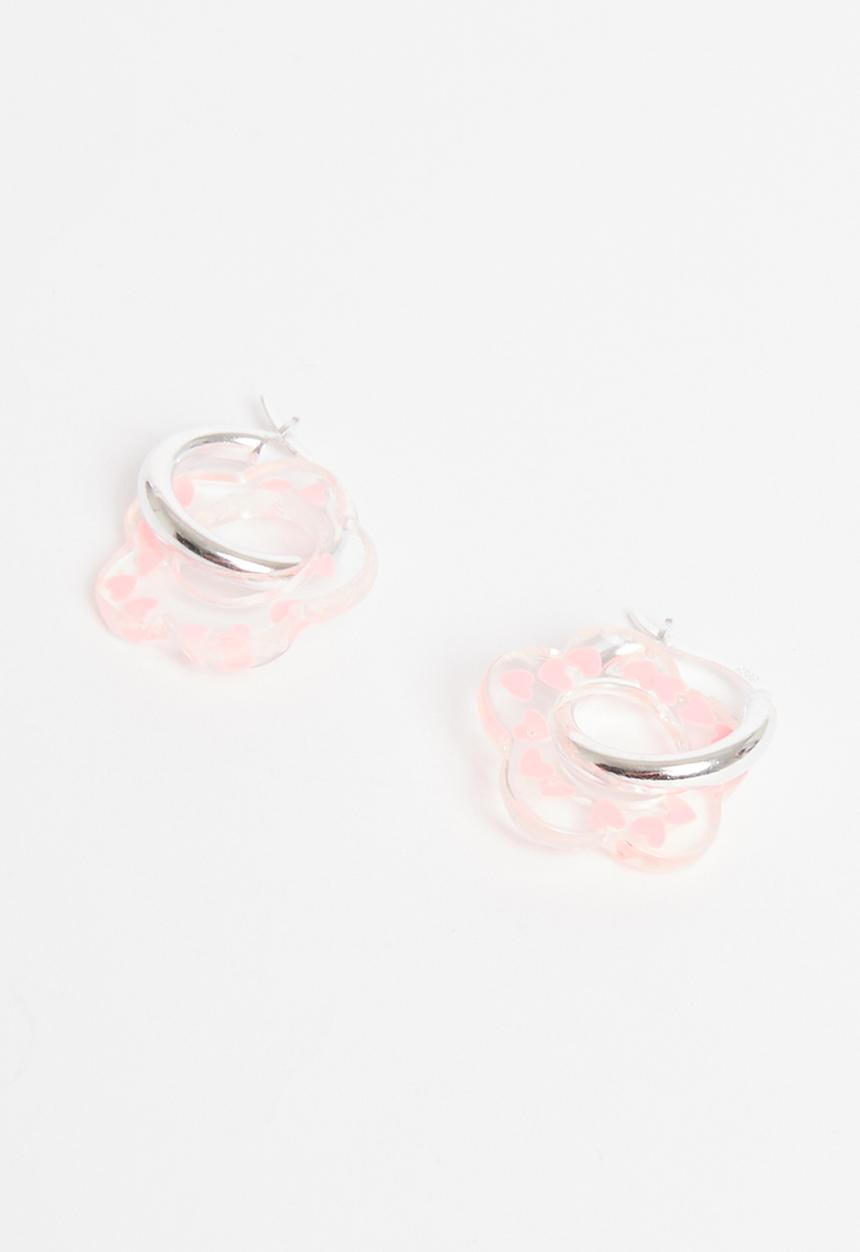 Pina Jewels - Heart confetti hoops - pink