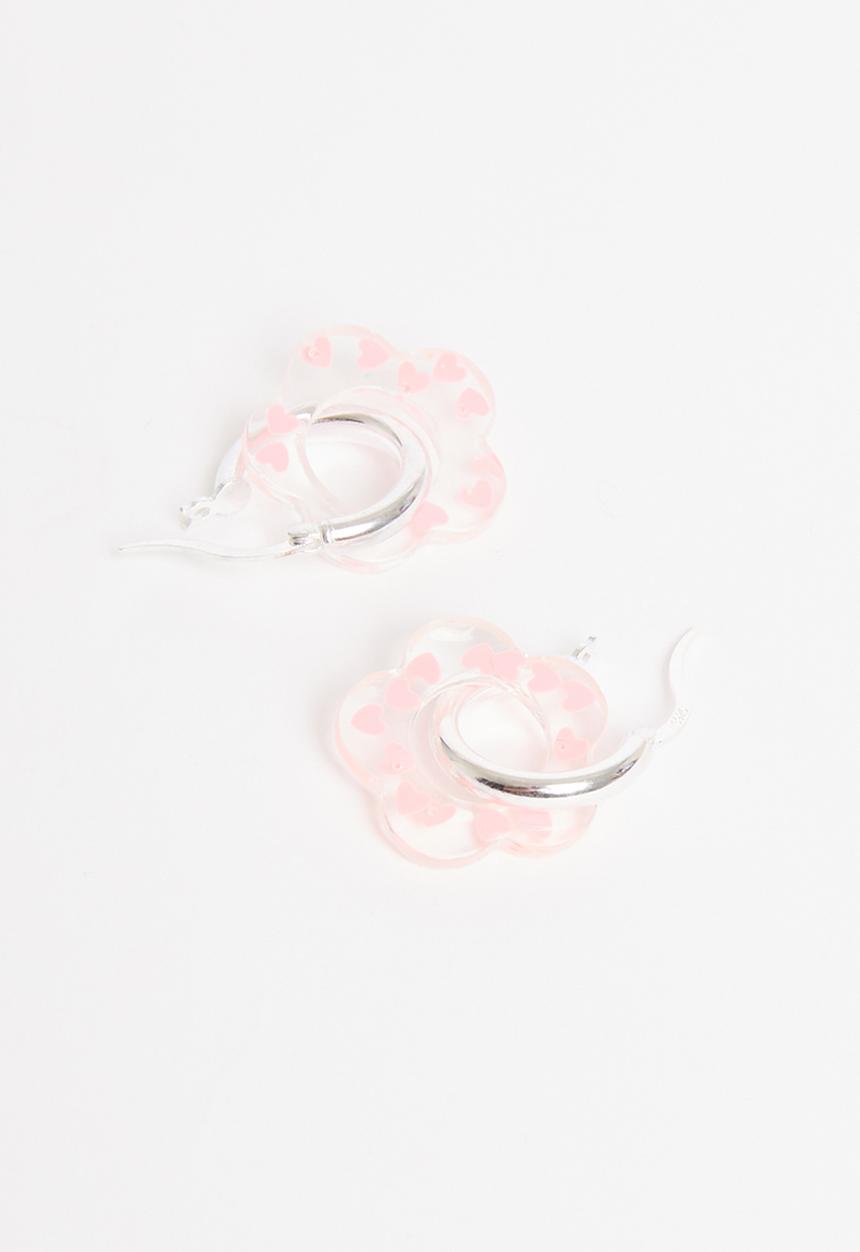 Pina Jewels - Heart confetti hoops - pink