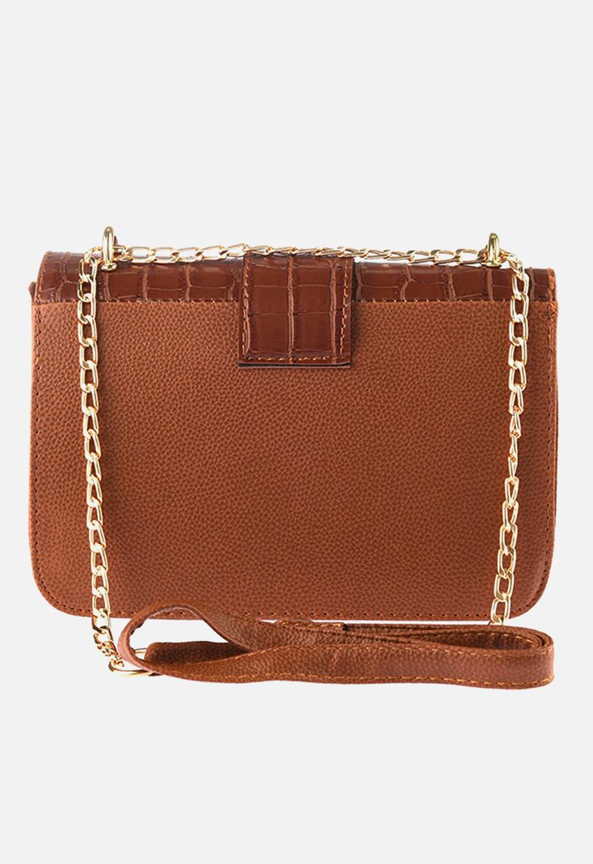 Trendyol - Faux croc crossbody bag - tobacco