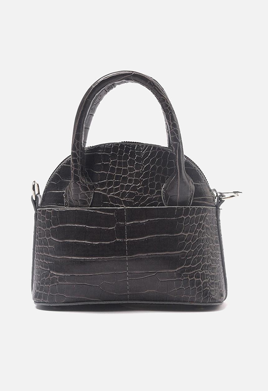 Trendyol - Faux croc top handle bag - black