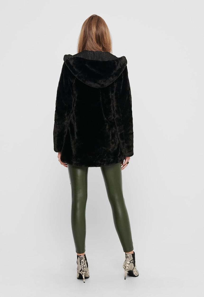 ONLY - Malou faux fur coat - black
