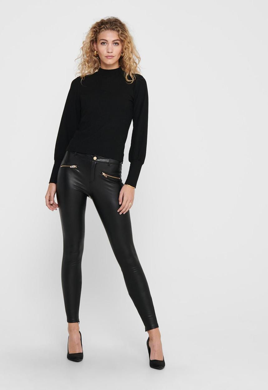 ONLY - Henrietta bf faux leather pant - black