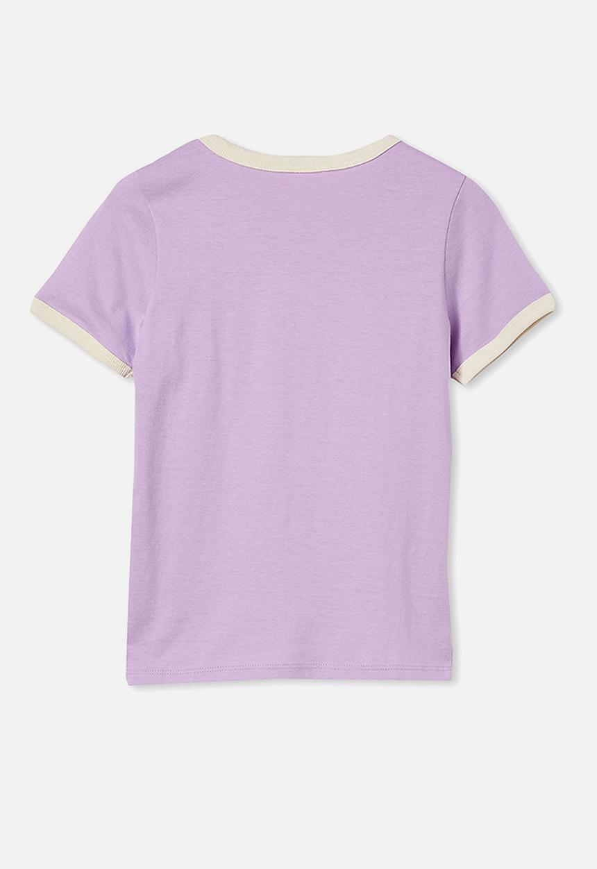 Cotton On - Penelope short sleeve ringer tee - lilac drop/ unicorn land