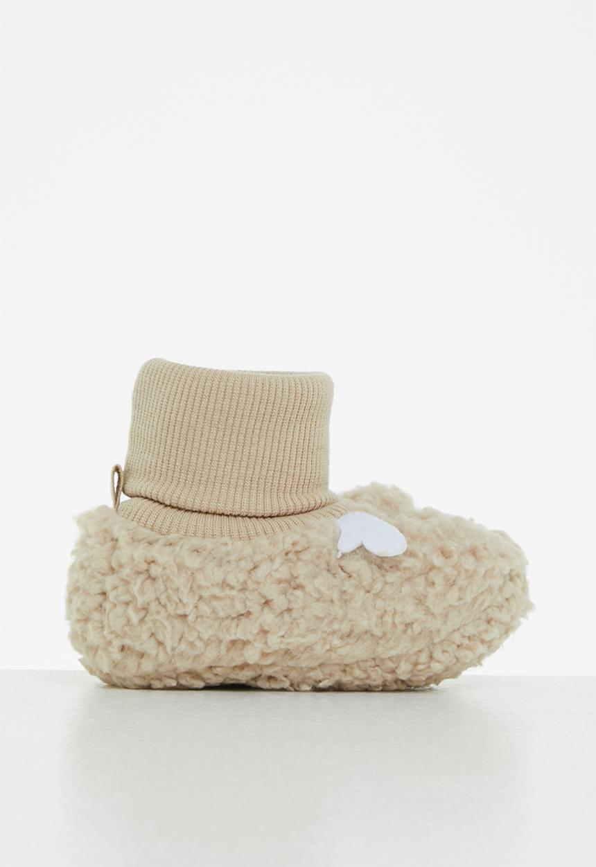 Pop Candy - Baby faux sherpa slipper - beige