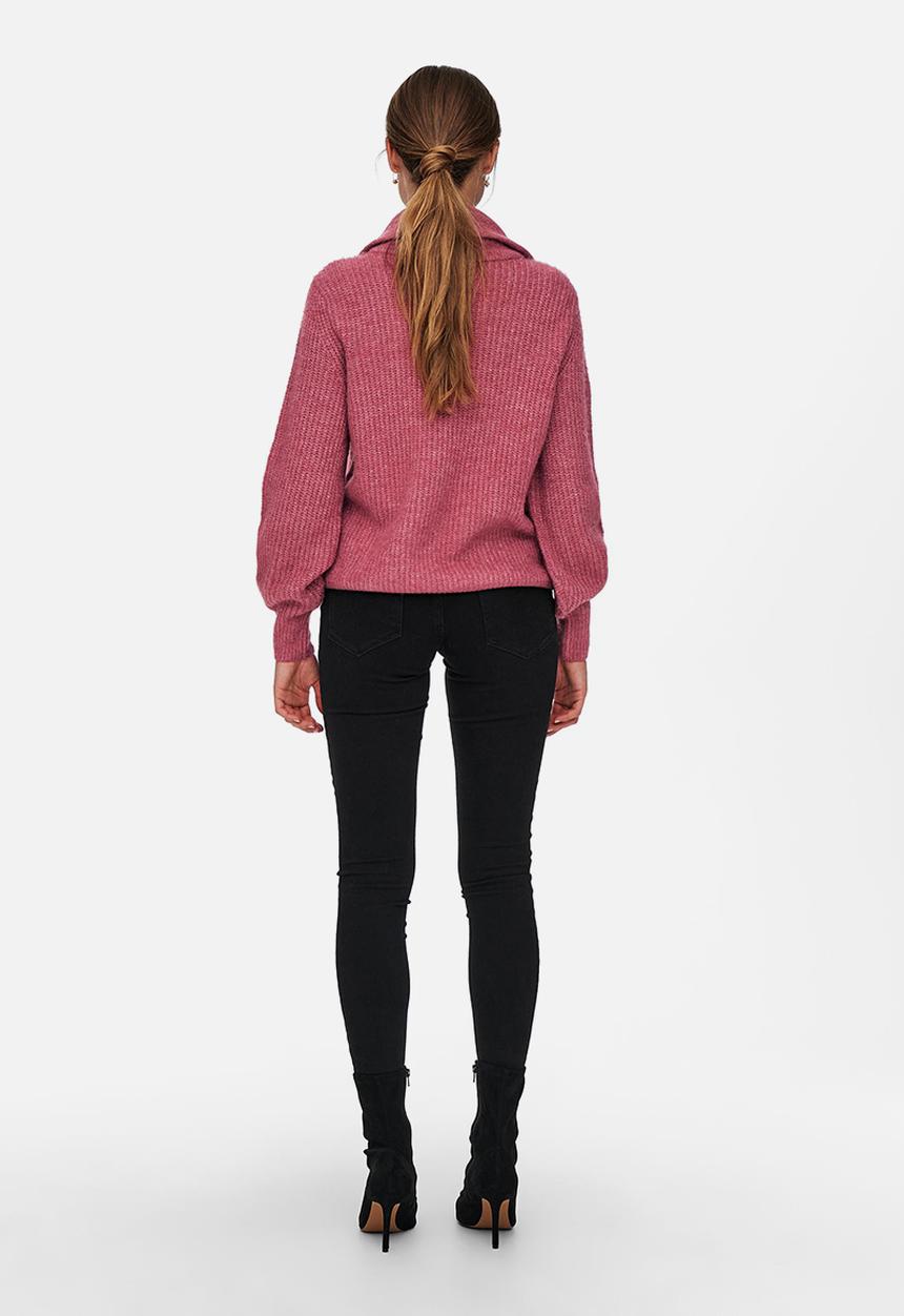 ONLY - Karinna long sleeve zip pullover knit - pink