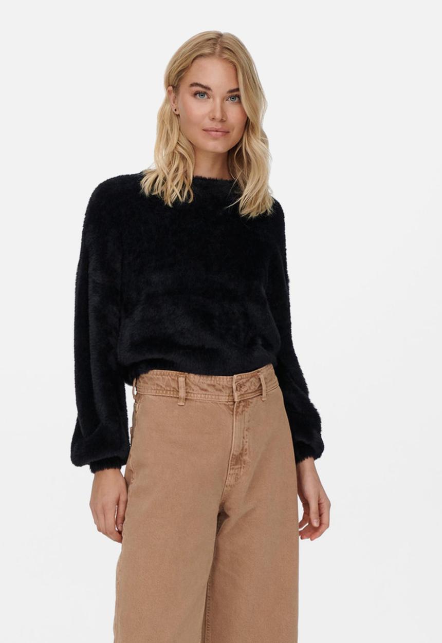 ONLY - Piumo long sleeve pullover knit - black