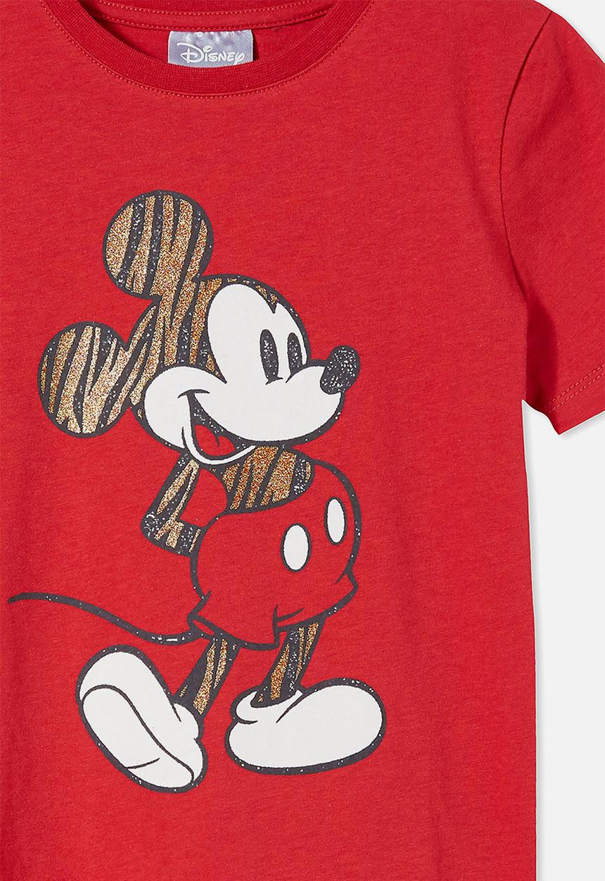 Cotton On - License short sleeve tee - lcn dis mickey mouse stripey/lucky red