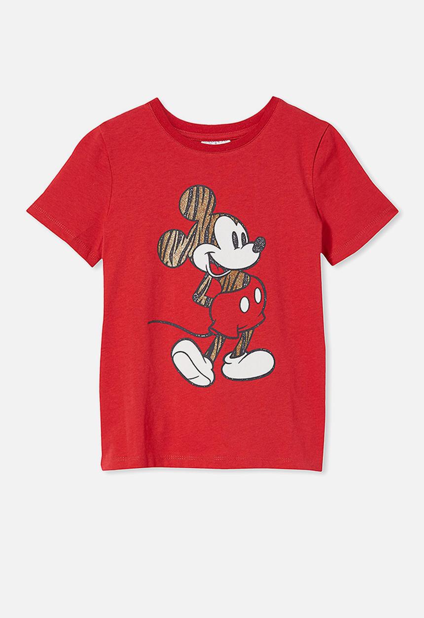 Cotton On - License short sleeve tee - lcn dis mickey mouse stripey/lucky red