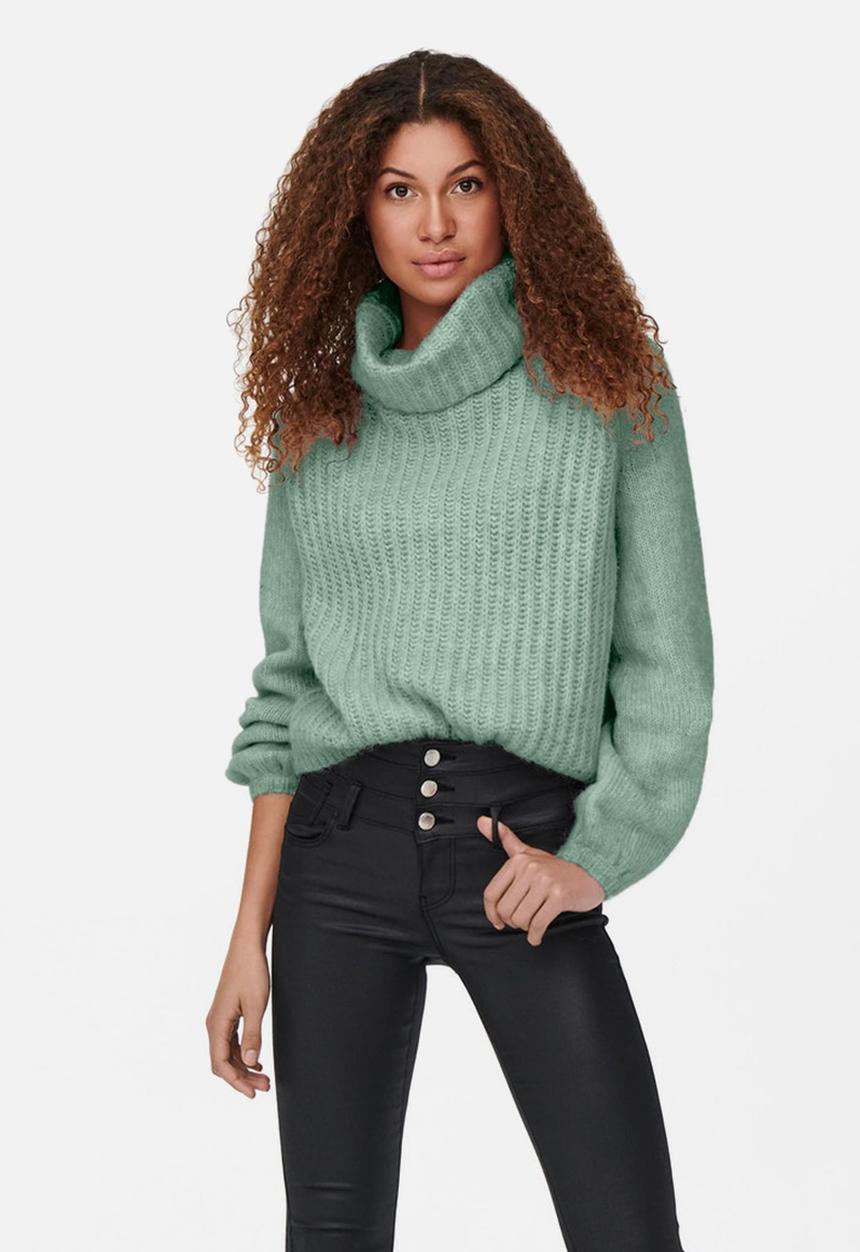 ONLY - Scala long sleeve rollneck pullover - frosty green