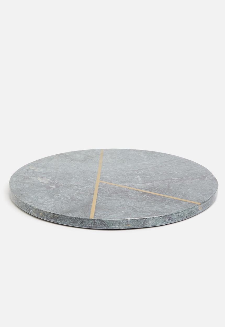 Sixth Floor - Candle Plate with Gold Lines printed - green
